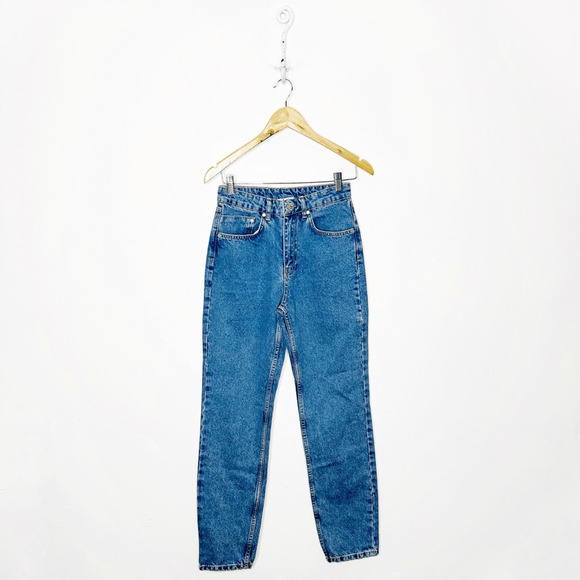 Ragged Jeans Indigo Blue Butt Ripped Jeans Indigo Blue straight leg size 26 NWT - Picture 1 of 9